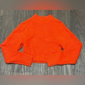 Urban Outfitters Orange Cropped Knit Sweater Mock Neck Cozy Fuzzy Top Size S